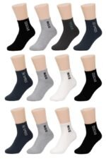 SJeware 12 Pairs Solid Cotton Ankle Length Socks