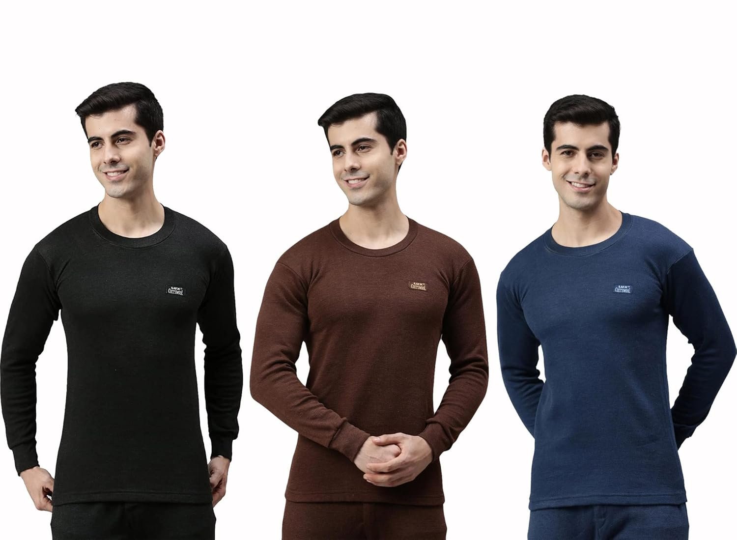 Lux Cottswool Men Round Neck Full Sleeves Upper Thermal - Lux Cottswool Men’s Cotton Thermal Set