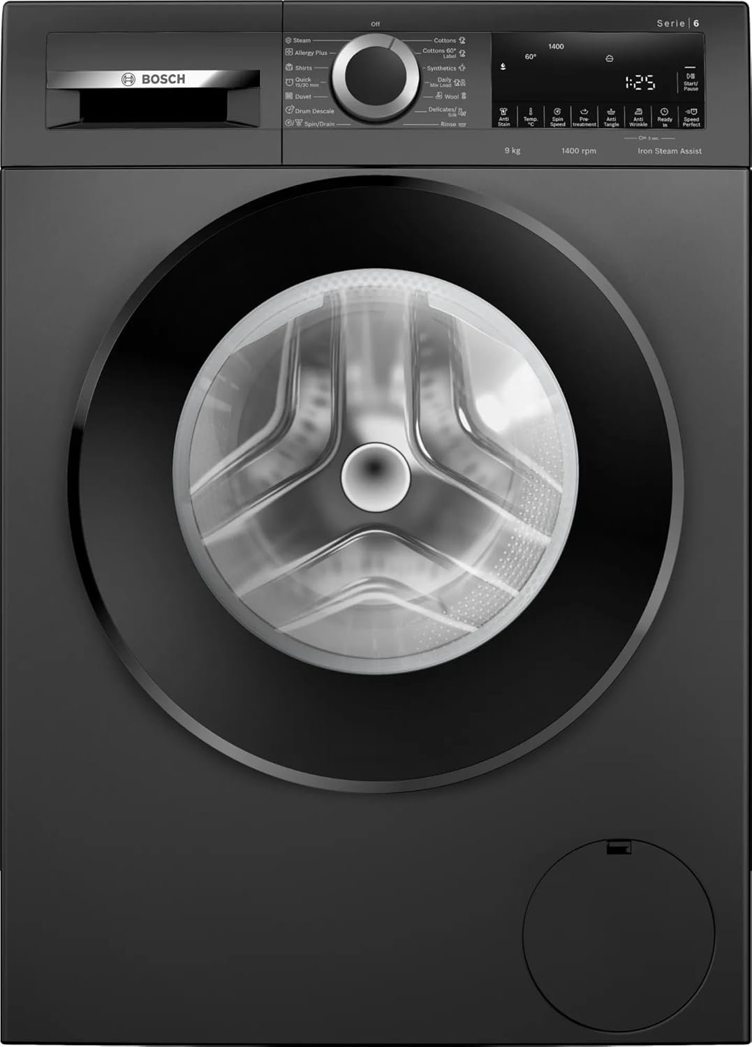 Bosch 9kg 5 Star Anti Wrinkle & Steam Care Fully LG 9 Kg 5 Star AI Direct Drive Steam Wi-Fi Front Load Washing Machine