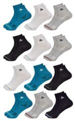 SJeware 12 Pairs Solid Cotton Ankle Length Socks
