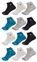 SJeware 12 Pairs Solid Cotton Ankle Length Socks