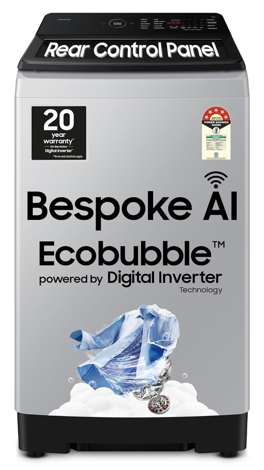 Samsung 10 Kg, 5 Star, AI Wash, Ecobubble, AI Energy IFB 7 Kg 5 Star AI Powered Eco-Inverter Fully Automatic Top Load Washing Machine