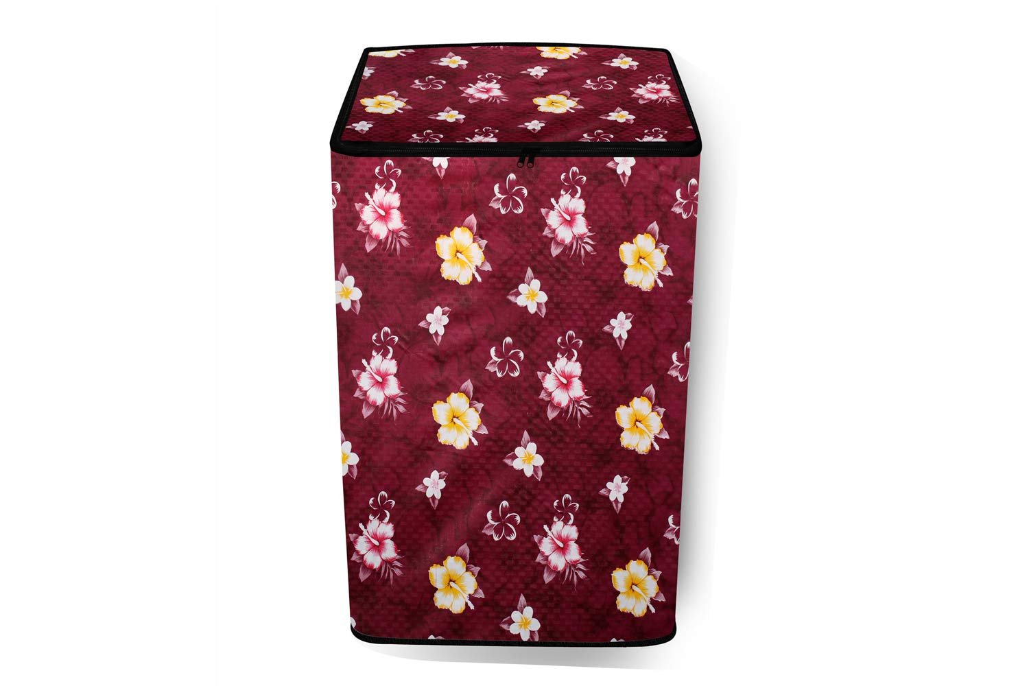 The Furnishing Tree Washing Machine Cover Floral Red Compatible for Whirlpool 6 Kg 5 Star Royal Fully-Automatic Top Load Washing Machine