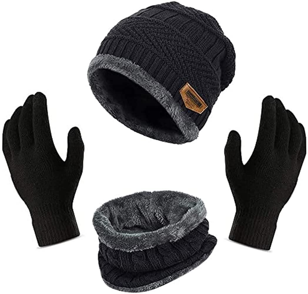 EVOLON DEALS Winter Knit Beanie Cap Hat Neck Warmer Scarf Boldfit Winter Cap Set