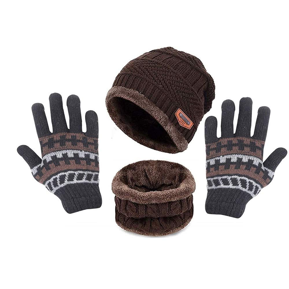 Magic Winter Knit Beanie Cap Hat Neck Warmer Scarf and Boldfit Winter Cap Set