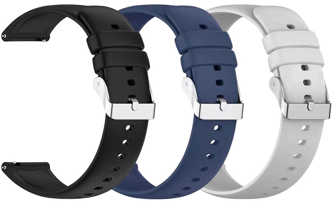 20mm Pack of 3 Silicone Belt Classic Watch Strap Compatible R32