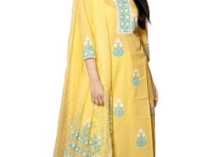 GoSriKi Women’s Rayon Blend Anarkali Printed Kurta with Palazzo & Dupatta