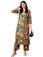 GoSriKi Women’s Rayon Blend Anarkali Printed Kurta with Palazzo & Dupatta