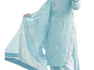 GoSriKi Women’s Rayon Blend Anarkali Printed Kurta with Palazzo & Dupatta