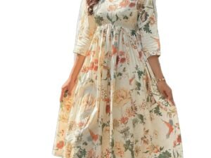 GoSriKi Women’s Rayon Blend Anarkali Printed Kurta with Palazzo & Dupatta