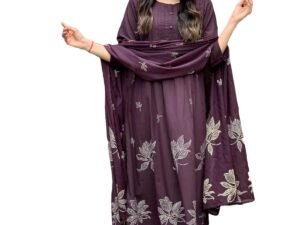 GoSriKi Women’s Rayon Blend Anarkali Printed Kurta with Palazzo & Dupatta
