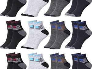 SJeware 12 Pairs Solid Cotton Ankle Length Socks