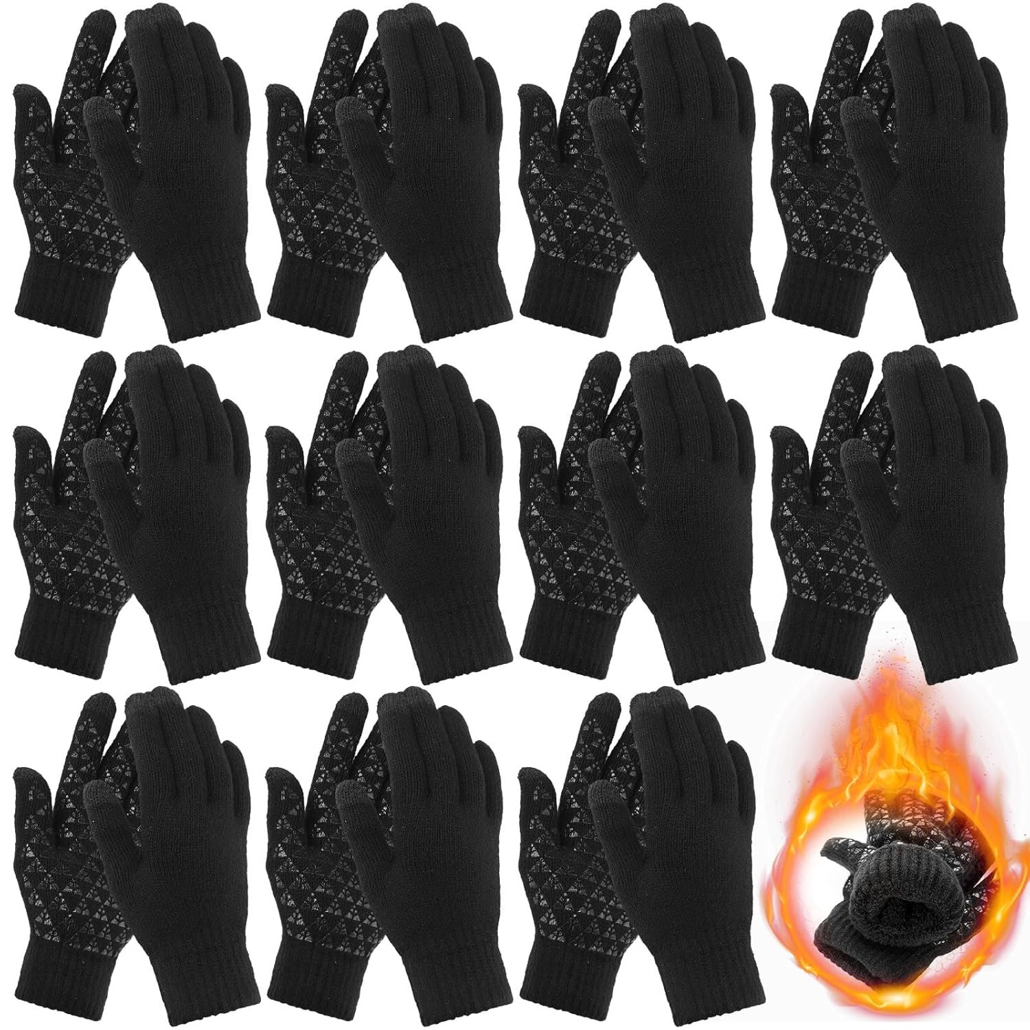 Suhine 12 Pcs Winter Gloves for Men Women Knit Touch Boldfit Winter Gloves Touch-Screen Friendly