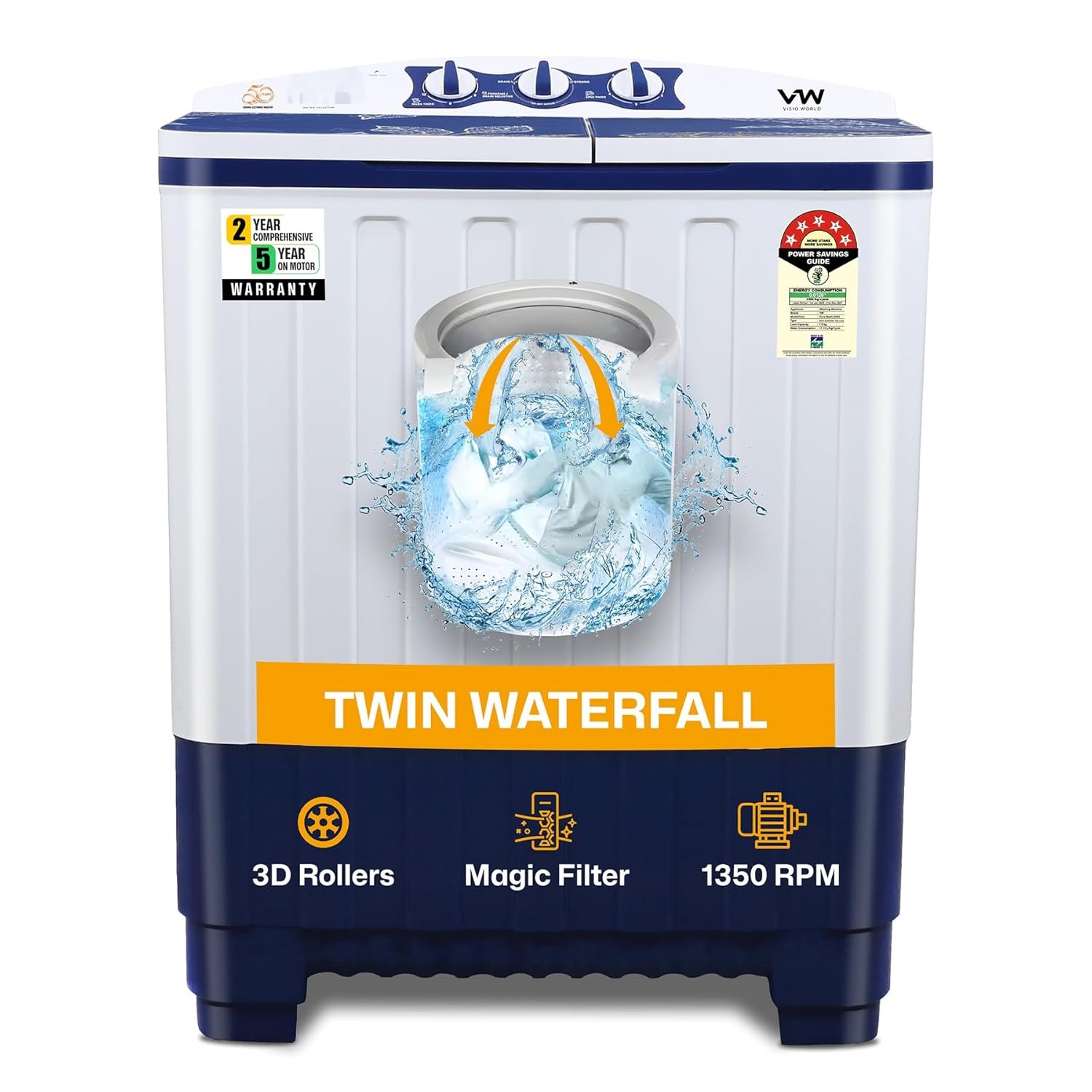 VW 7.5 kg 5 Star Pure Wash with Toughened Glass Voltas Beko 7 Kg 5 Star Eco Wash Top Load Washing Machine