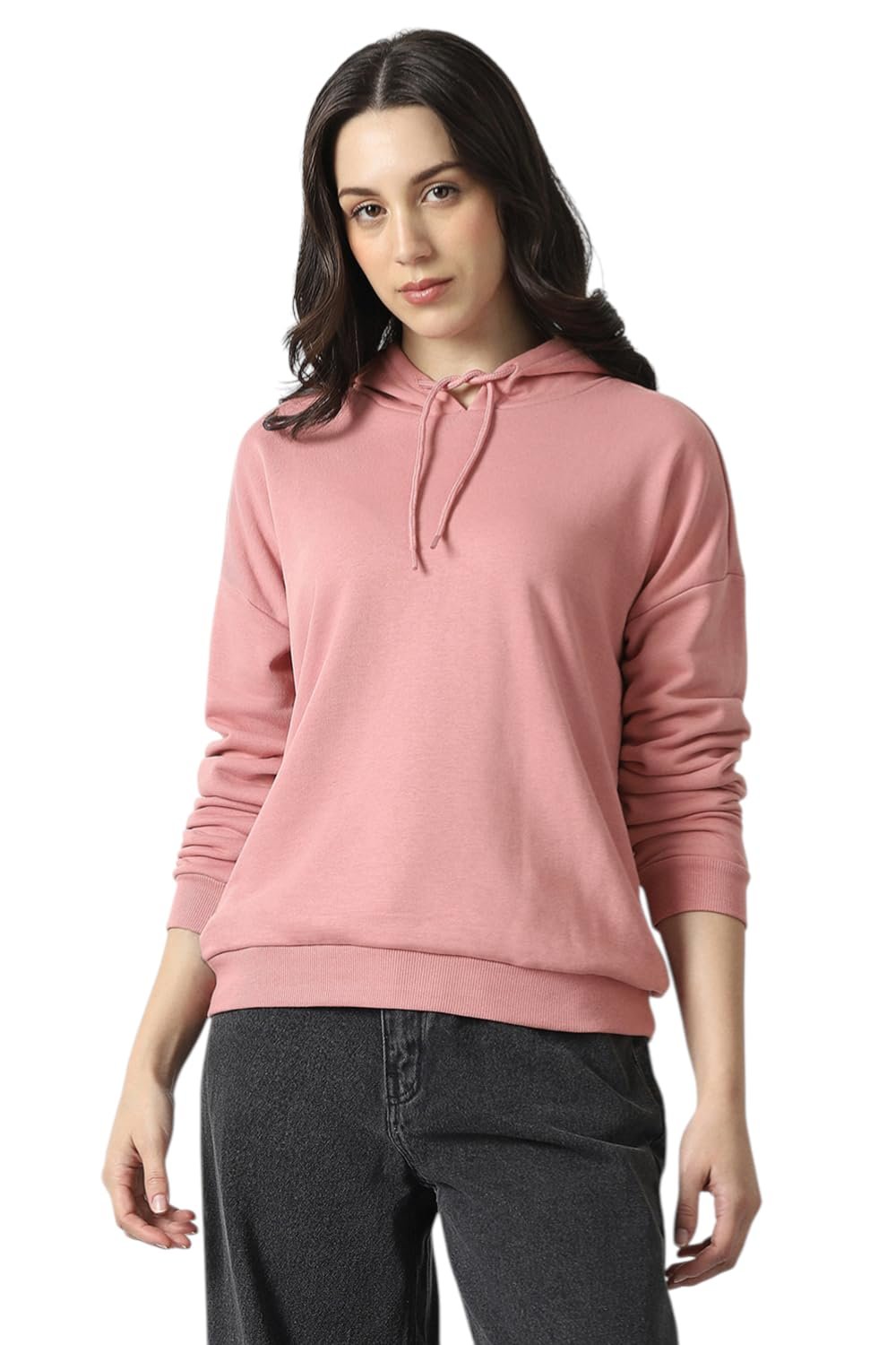 Van Heusen Women's Hooded Solid Sweatshirt| Full Sleeve Ribbed Hem Jockey Women’s Super Combed Cotton Rich Thermal Top