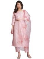 GoSriKi Women’s Rayon Blend Anarkali Printed Kurta with Palazzo & Dupatta