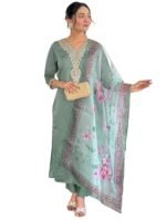 ANNI DESIGNER Women’s Rayon Straight Kurta with Pant & Dupatta