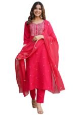 ANNI DESIGNER Women’s Rayon Straight Kurta with Pant & Dupatta