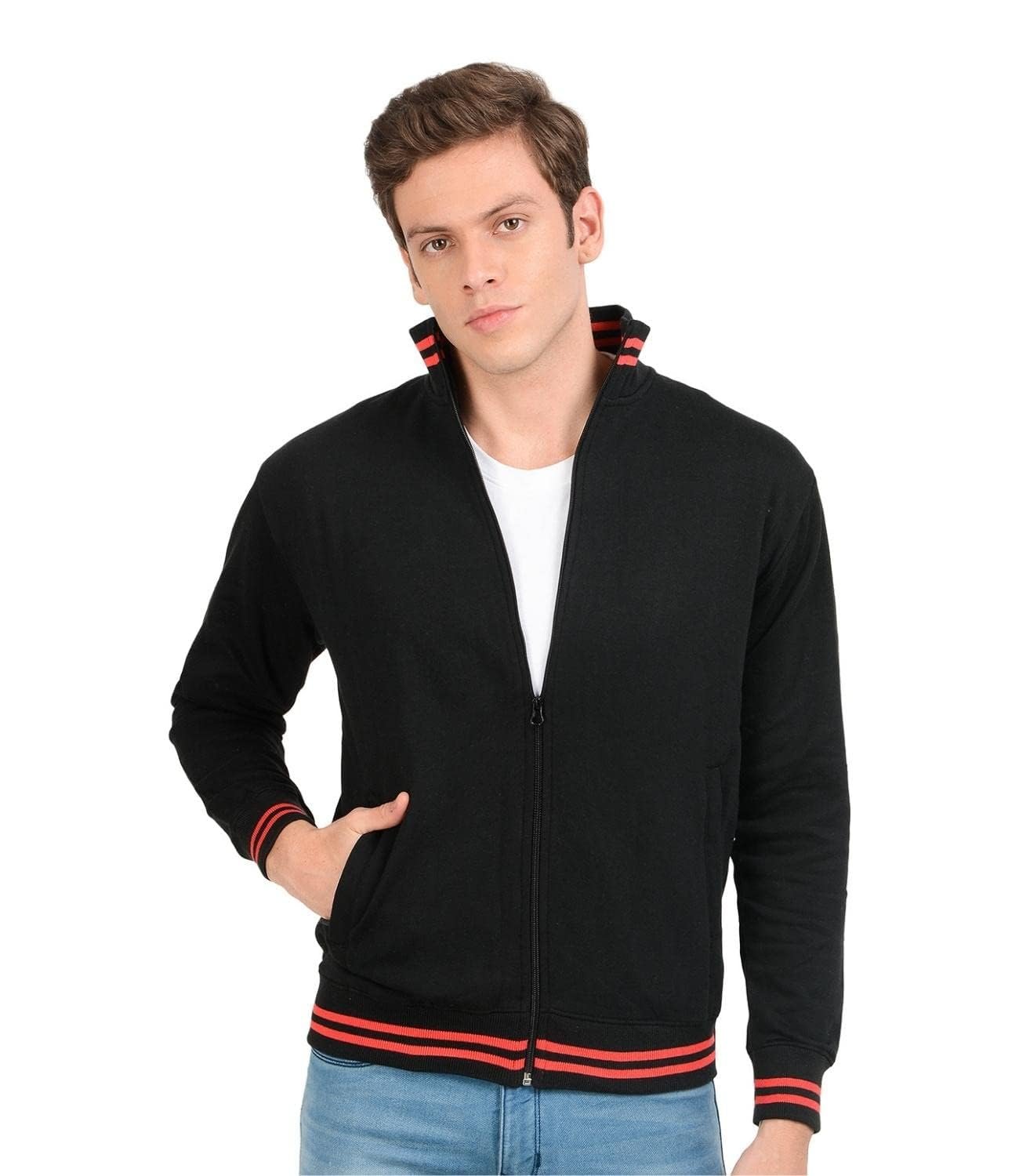 AWG ALL WEATHER GEAR Men's Rich Cotton High Neck Regular AWG All Weather Gear Hoodies for Men