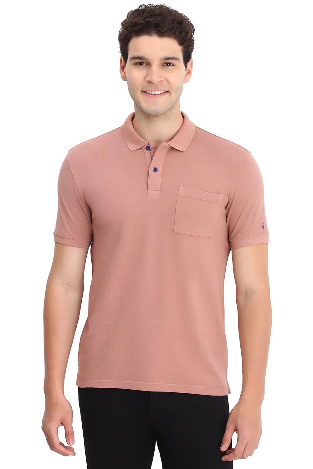 Allen Solly Men Peach Textured Polo Neck T-Shirt Allen Solly Men’s Cotton Regular Fit Polo T-Shirt