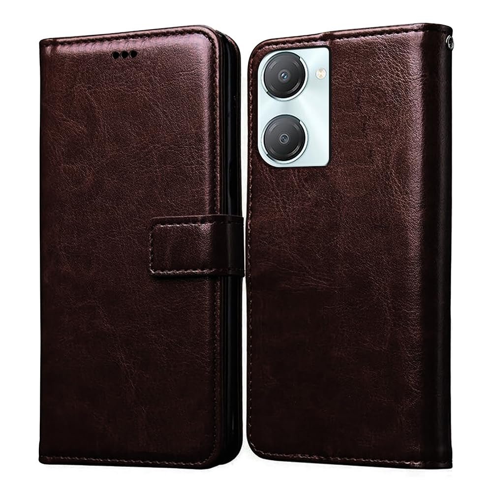 Amazon Brand- Solimo Flip for iQOO Z9 Lite 5G (Leather_Coffee) iQOO Z9 Lite 5G
