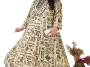 GoSriKi Women’s Rayon Blend Anarkali Printed Kurta with Palazzo & Dupatta