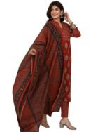 GoSriKi Women’s Rayon Blend Anarkali Printed Kurta with Palazzo & Dupatta
