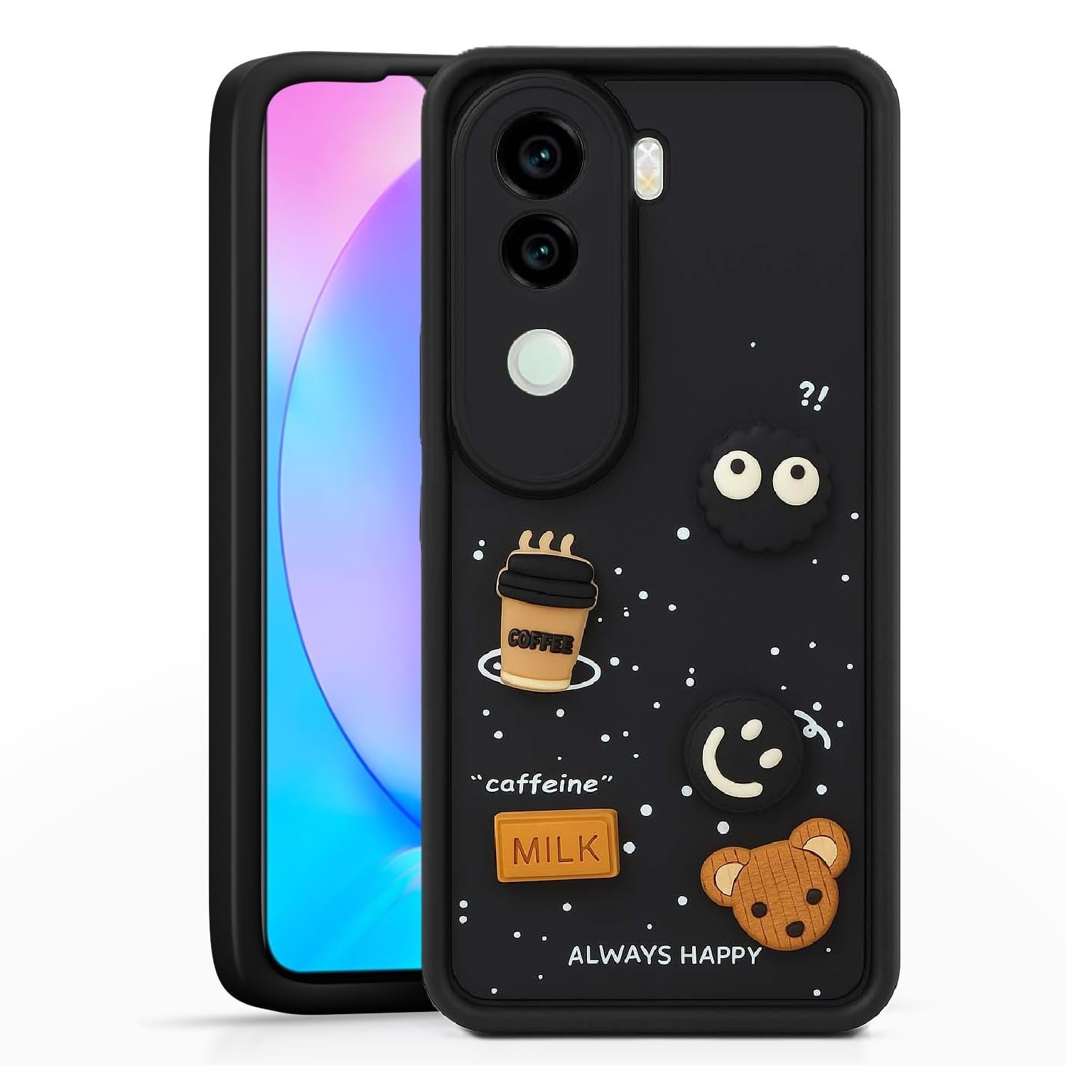 Bintage Fun Taddy Cartoon 3D Ball Bear Milk Cake Coffee iQOO Z9s 5G