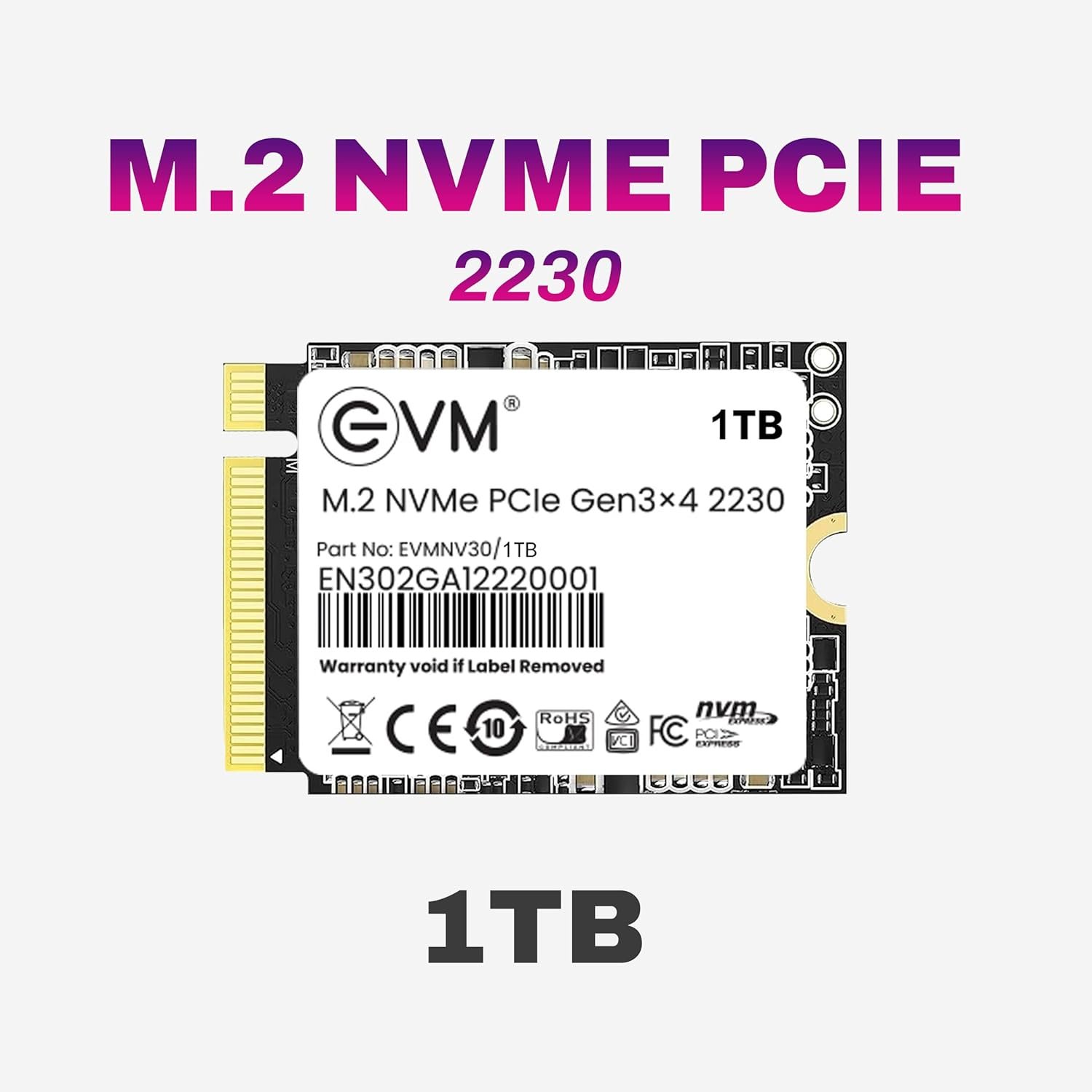 EVM 1TB M.2 NVMe (2230) Internal SSD - PCIe Gen 512GB SSD)