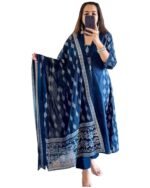 GoSriKi Women’s Rayon Blend Anarkali Printed Kurta with Palazzo & Dupatta
