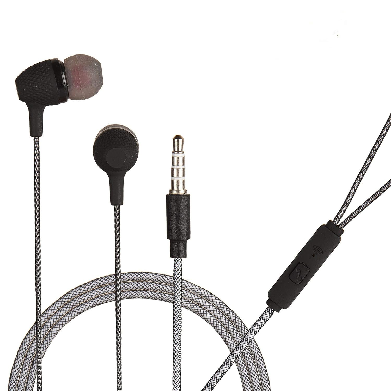 Hitage Sport Zigzag Earphone Wired Headset with Mic (Black, in boAt Bassheads 100