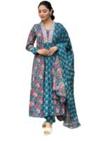 GoSriKi Women’s Rayon Blend Anarkali Printed Kurta with Palazzo & Dupatta