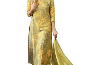 GoSriKi Women’s Rayon Blend Anarkali Printed Kurta with Palazzo & Dupatta