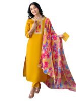 GoSriKi Women’s Rayon Blend Anarkali Printed Kurta with Palazzo & Dupatta