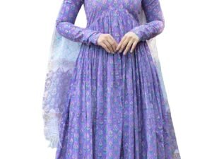 GoSriKi Women’s Rayon Blend Anarkali Printed Kurta with Palazzo & Dupatta