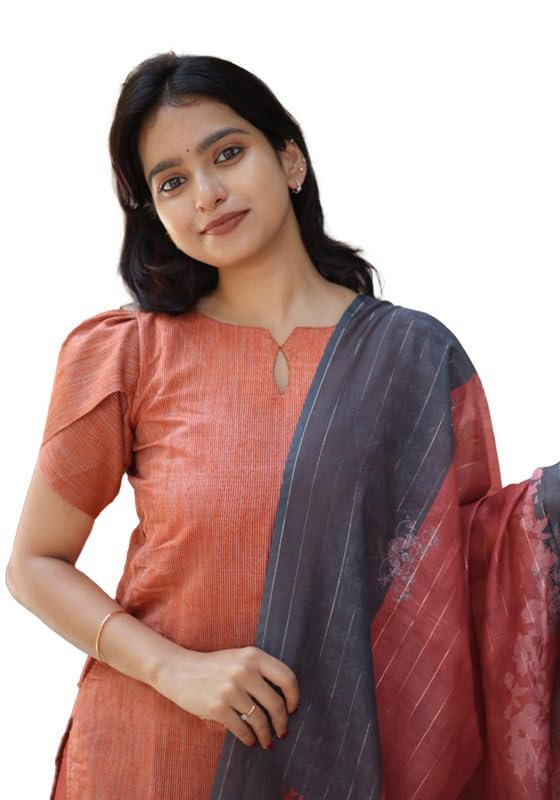 Sun Fashion And Lifestyle Women's Chanderi Stitched Printed Kurta Dupatta Sun Fashion Chanderi Printed Kurti for Girls