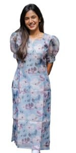 Sun Fashion Chanderi Printed Kurti for Girls