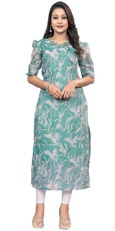 Sun Fashion And Lifestyle Women's Chanderi Stitched Printed Straight Long Sun Fashion Chanderi Printed Kurti for Girls