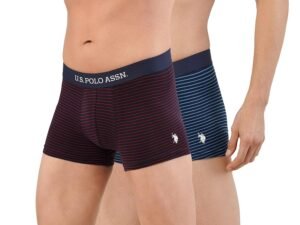 U.S. Polo Assn. Men Cotton Striped Waistband Antibacterial Trunks