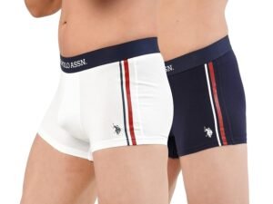 U.S. Polo Assn. Men Cotton Striped Waistband Antibacterial Trunks