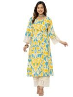 GoSriKi Women’s Rayon Blend Anarkali Printed Kurta with Palazzo & Dupatta
