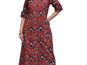GoSriKi Women’s Rayon Blend Anarkali Printed Kurta with Palazzo & Dupatta