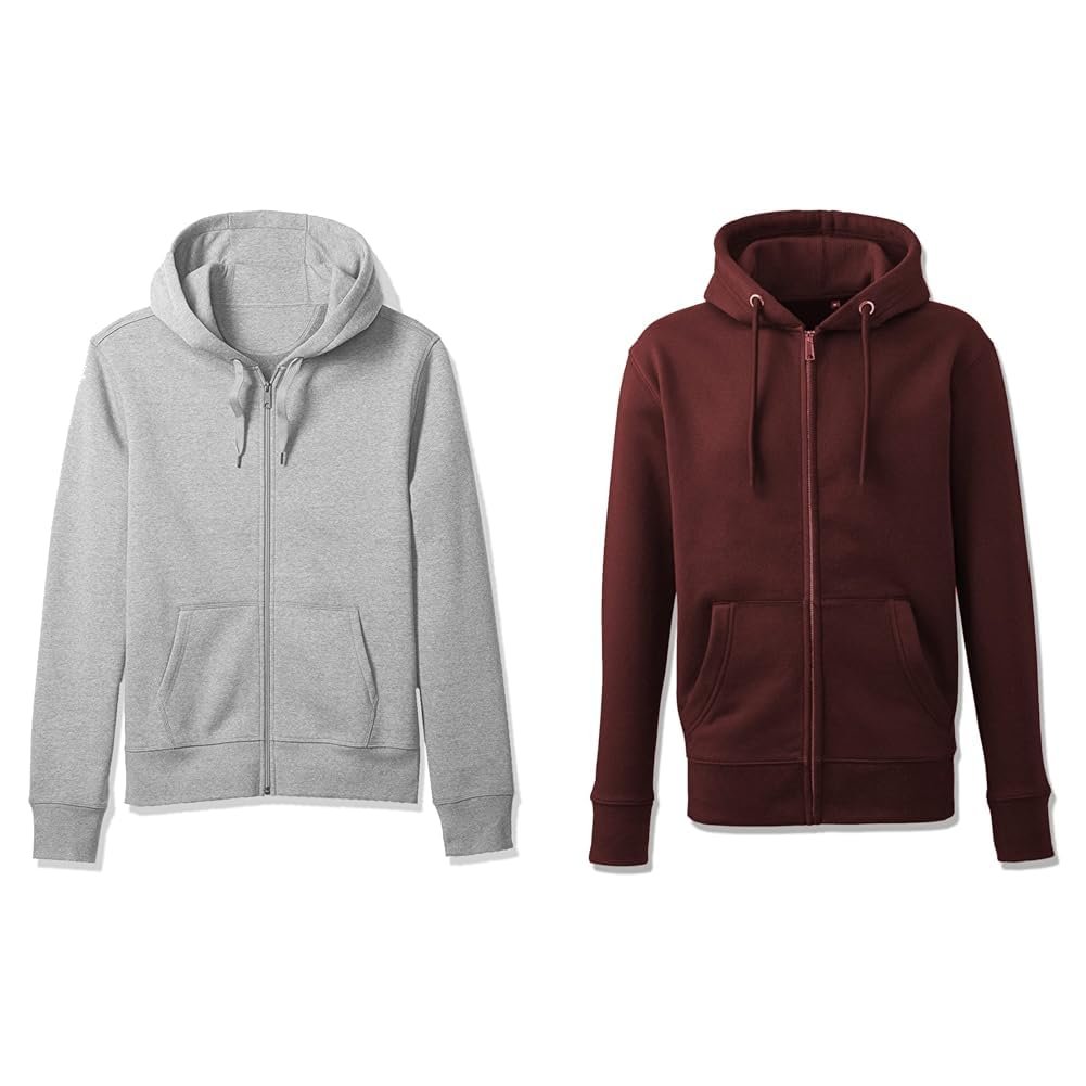 ADRO Men's Solid Cotton Zipper Regular Fit Hoodies (ZH22-M-PLN-GR_Grey_M) Men's AWG All Weather Gear Hoodies for Men