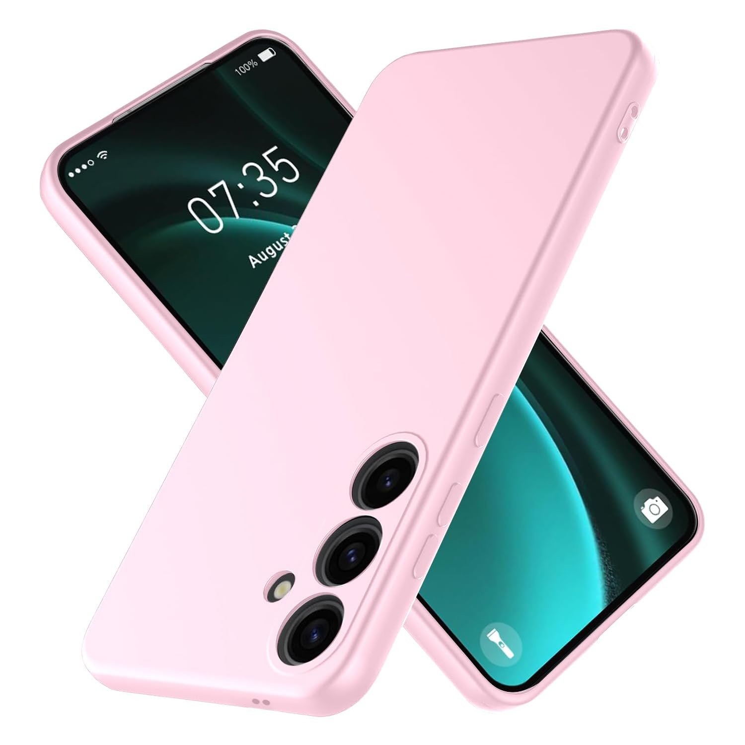 LIRAMARK Silicone Soft Back Cover Case with Micro-Fibre Cloth On Samsung Galaxy S24 5G