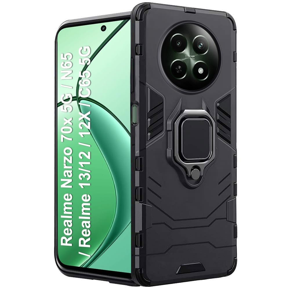 TheGiftKart Unbreakable Armor Case: Bumper Support, Ring Holder & Kickstand realme NARZO N65 5G