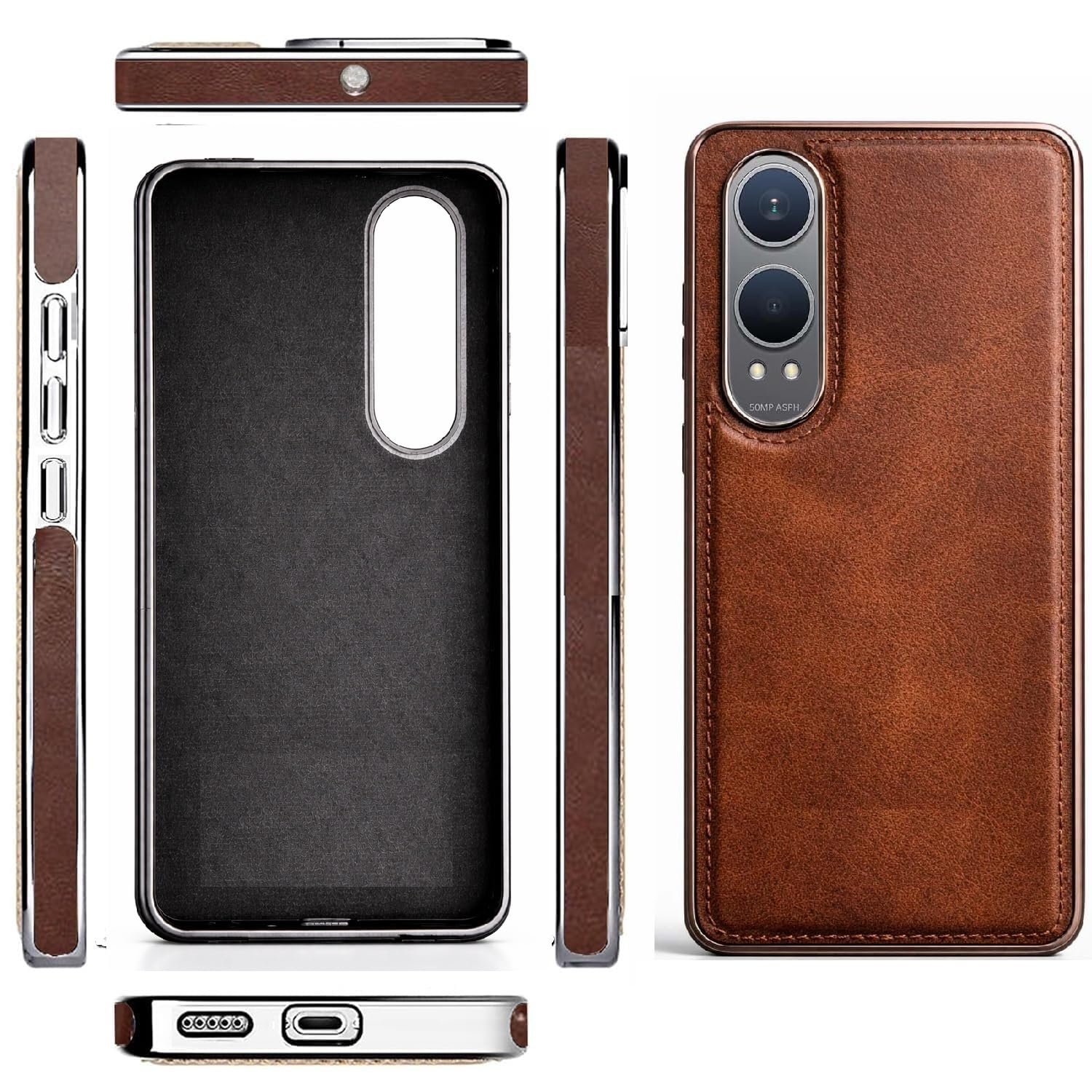 Chrome Leather Back Case | Bumper Case | Vegan Leather OnePlus Nord CE4 Lite 5G