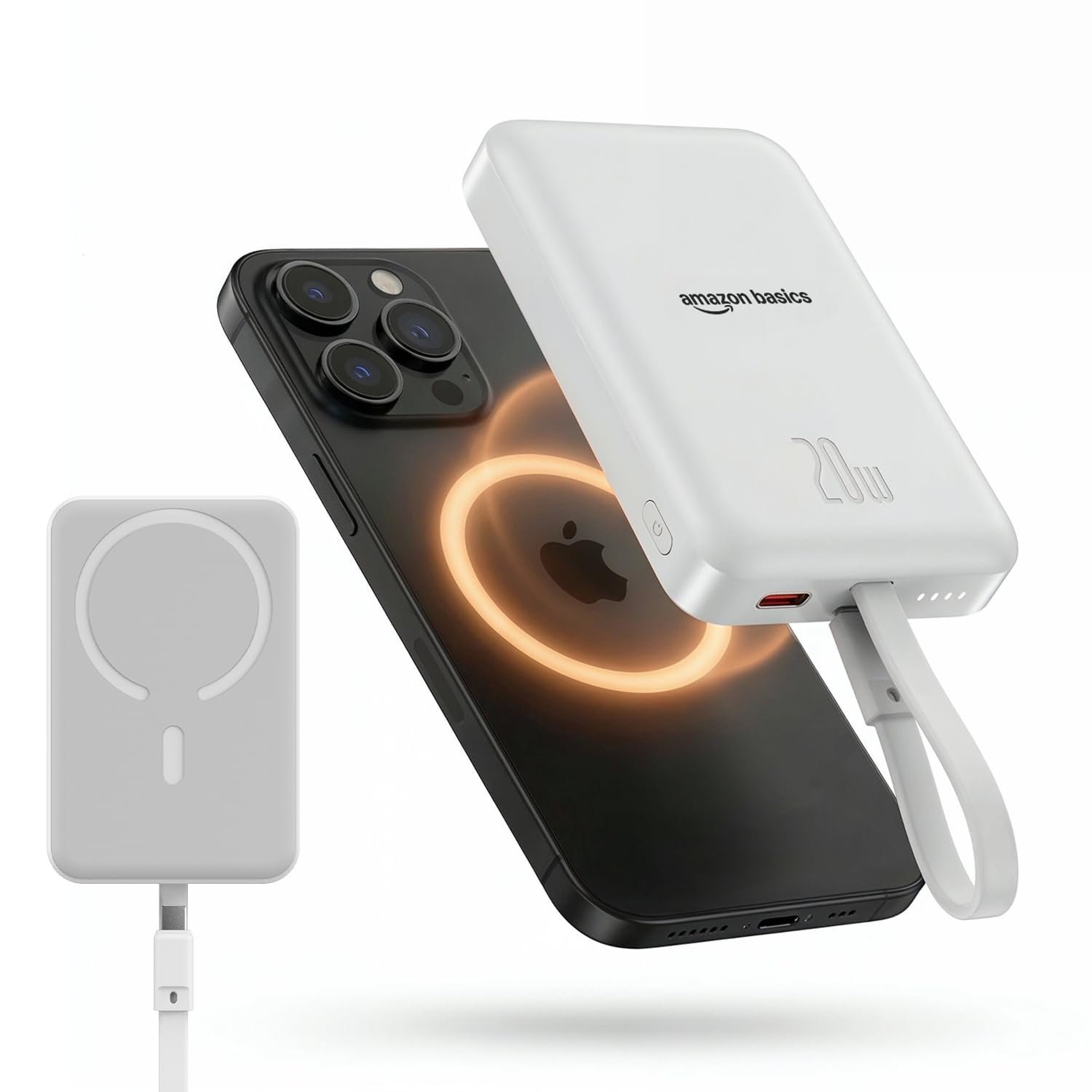Amazon Basics 10000mAh Magnetic Wireless Power Bank | 15W Wireless Ambrane MagSafe Wireless Power Bank
