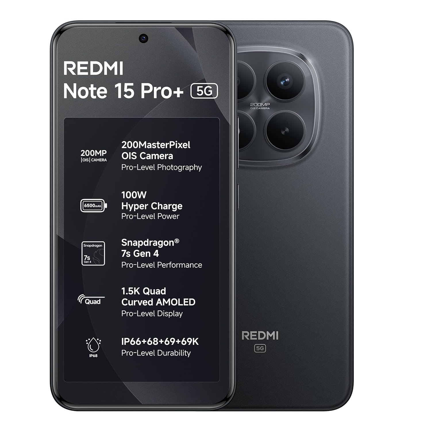 REDMI Note 15 Pro+ 5G (Carbon Black, 12GB + 256GB) Redmi 15 5G