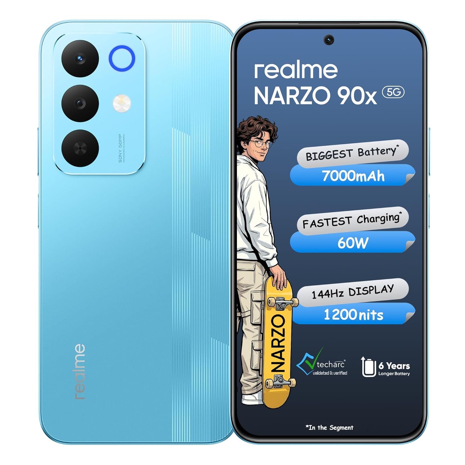 realme NARZO 90x 5G (Flash Blue 2026, 6GB+128GB) | 7000mAh OnePlus Nord CE4 Lite 5G