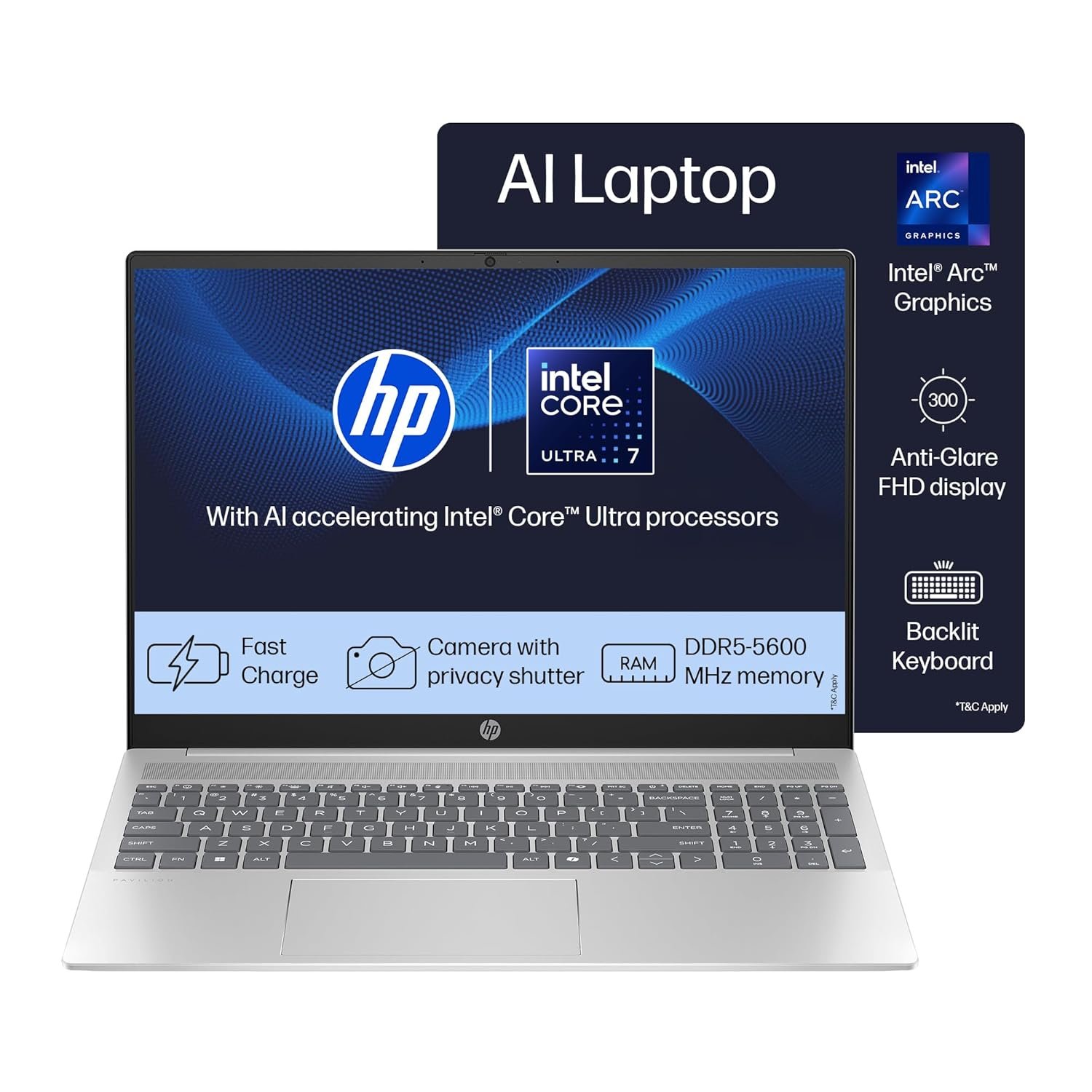HP 14 AI, Intel Core Ultra 7 155H (16GB DDR5, HP Pavilion Plus 14 AI-enhanced Laptop